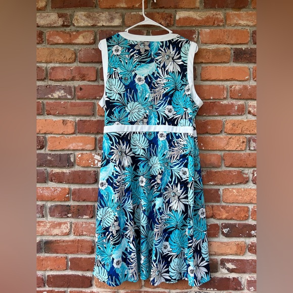 Tommy Hilfiger Blue Tropical Floral Print Wrap Dress Size 18 - Picture 5 of 8